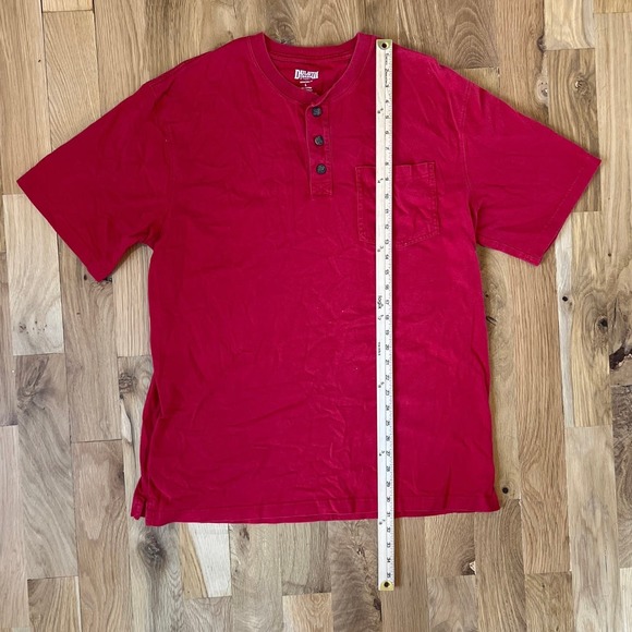 Mens Duluth Trading Co. Quarter Button Red Longtail Shirt SZ L - Picture 2 of 5